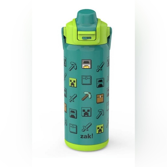 Minecraft Zak Designs 20oz Kids Straw Water Bottle, Stainless Steel Vacuum - Picture 2 of 10